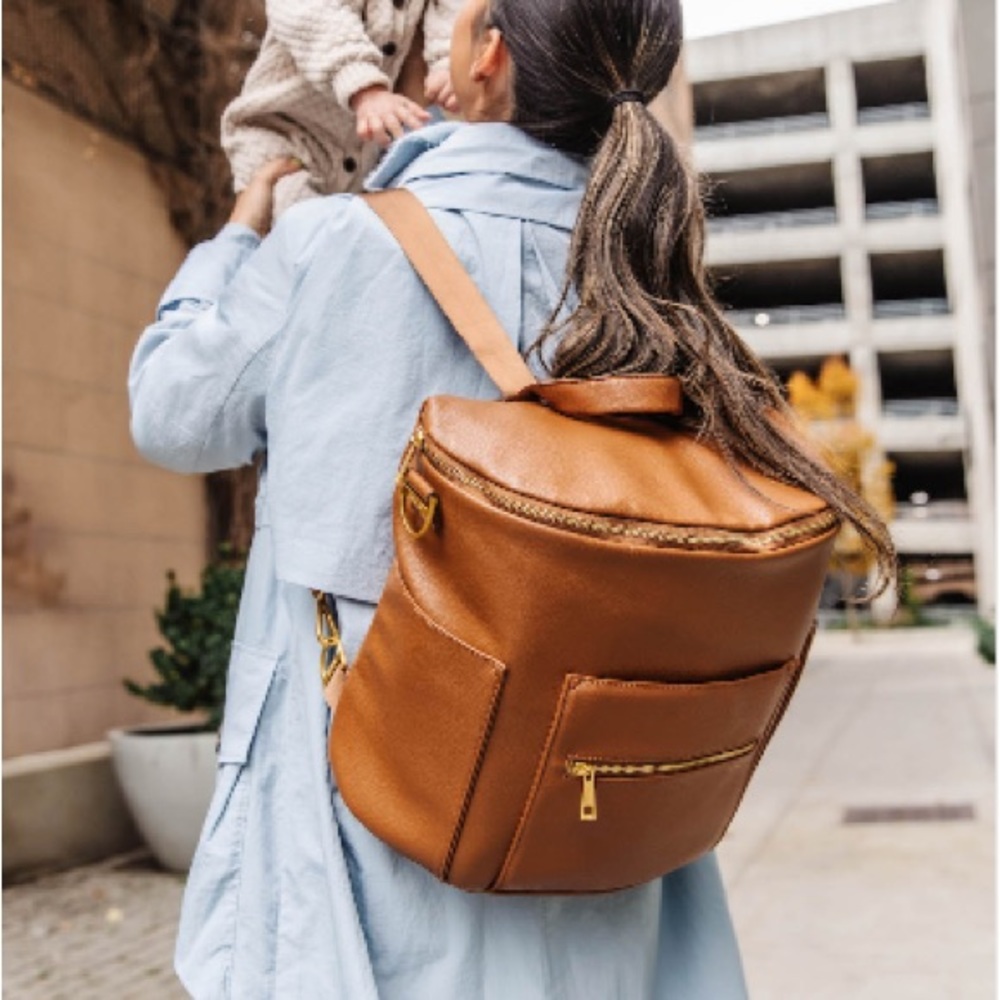Fawn Design The Original Diaper Bag Water Resistant Faux Leather Brown